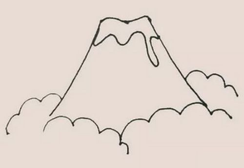 岩浆卡通火山喷发简笔画图解 带颜色火山喷发简笔画怎么画