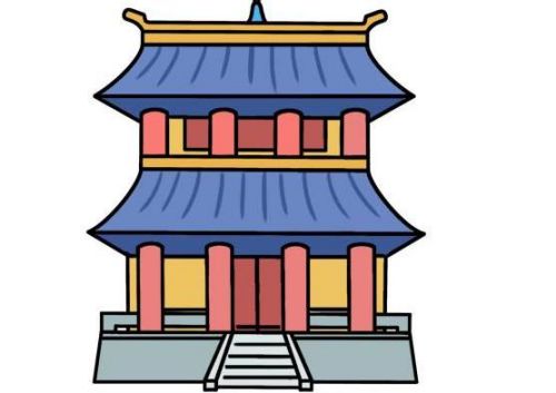 立体卡通古代房屋简笔画教学 彩色古代房屋简笔画怎么画