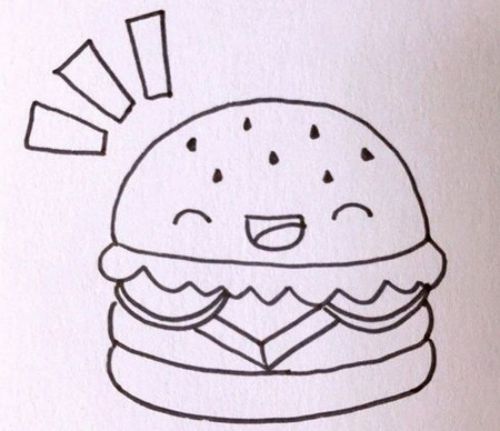 彩色汉堡简笔画教程步骤 简单又好看汉堡简笔画怎么画