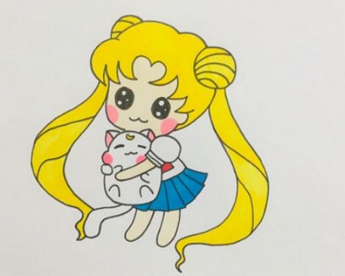 q版全身彩色美少女战士简笔画教学 月亮公主美少女战士简笔画怎么画