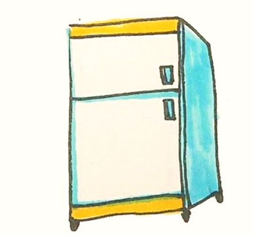 简单又漂亮冰箱简笔画怎么画 带颜色冰箱简笔画步骤