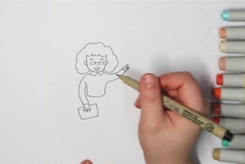 带颜色数学老师简笔画怎么画 简单又漂亮老师简笔画教程
