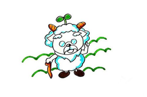 简单喜羊羊村长简笔画怎么画 带颜色喜羊羊村长简笔画画法