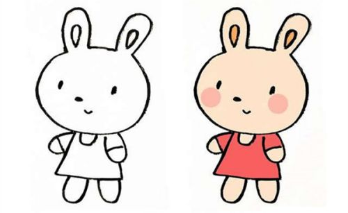 彩色简单小兔子简笔画画法 可爱卡通小兔子简笔画怎么画