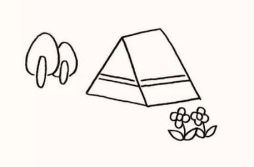 帐篷野外露营简笔画怎么画 带颜色野外露营简笔画画法