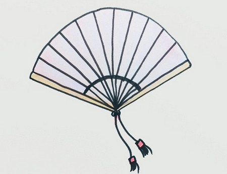 手绘彩色扇子简笔画教学步骤 古风圆扇扇子简笔画怎么画