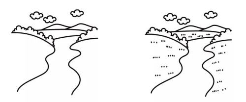 彩色草地和小河的简笔画图解 简单高山小河的简笔画怎么画