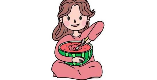 彩色女孩吃西瓜简笔画教程 可爱女孩吃西瓜简笔画怎么画