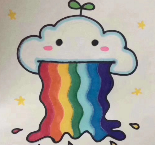 手绘云朵彩虹简笔画教学画法 可爱云朵彩虹简笔画怎么画