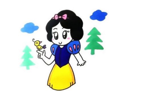 可爱卡通白雪公主简笔画画法教学 简单漂亮白雪公主简笔画怎么画