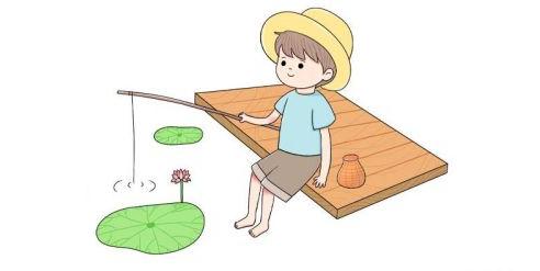 简单小孩在河边钓鱼简笔画步骤 彩色小孩在河边钓鱼简笔画怎么画