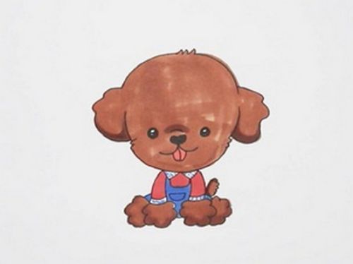 彩色可爱泰迪狗简笔画怎么画 呆萌泰迪狗简笔画画法教学