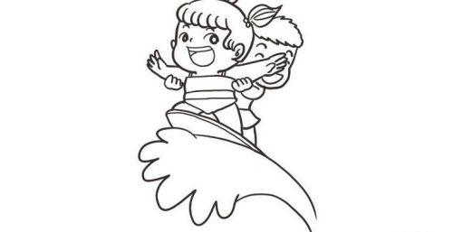海边冲浪儿童简笔画怎么画 简单彩色冲浪儿童简笔画步骤图解