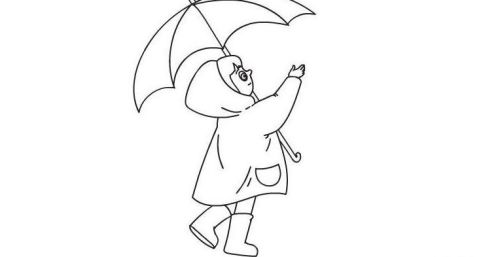 打雨伞的小女孩儿童简笔画步骤图解 小朋友打着雨伞的简笔画怎么画