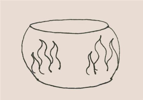 简单彩色金鱼鱼缸简笔画教学画法 好看金鱼鱼缸简笔画怎么画