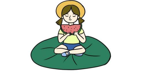 儿童小孩吃西瓜简笔画怎么画 可爱小孩吃西瓜简笔画画法