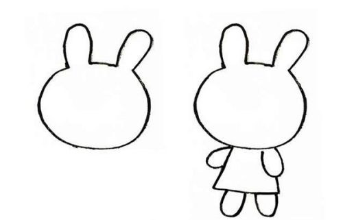 彩色简单小兔子简笔画画法 可爱卡通小兔子简笔画怎么画
