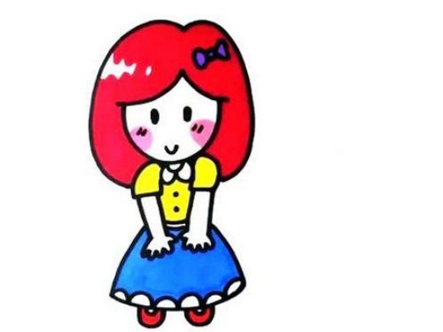 全身彩色小女孩简笔画怎么画 漂亮可爱小女孩简笔画画法