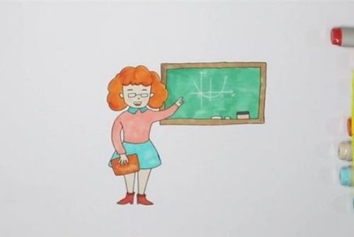 带颜色数学老师简笔画怎么画 简单又漂亮老师简笔画教程