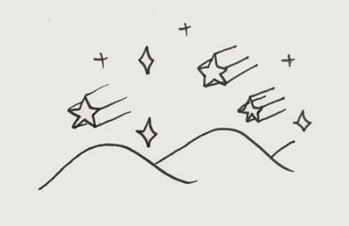 带颜色流星雨简笔画教学 彩色星空流星雨简笔画怎么画