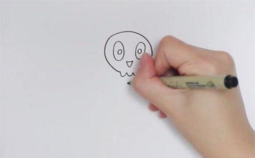 可爱卡通骷髅头简笔画画法图解 简单骨头架子简笔画怎么画