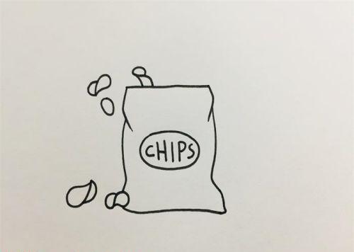 简单卡通薯片简笔画怎么画 一包彩色薯片简笔画教程图解