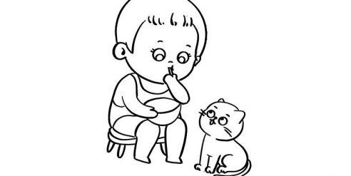 小朋友吃西瓜简笔画彩色教学 可爱儿童小猫简笔画怎么画
