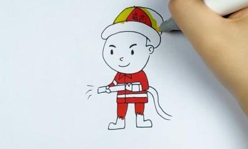 消防员简笔画儿童画教程步骤 彩色消防员简笔画图片大全