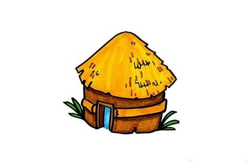 彩色带颜色茅草屋简笔画怎么画 简单又好看茅草屋简笔画教程步骤