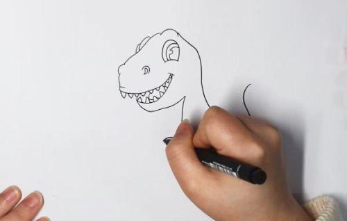 凶猛霸王龙简笔画教学画法 可怕霸王龙简笔画怎么画