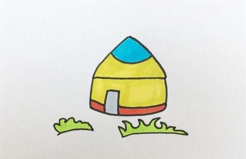 彩色蒙古包简笔画怎么画 带颜色蒙古包简笔画图片大全
