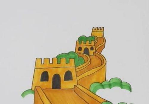 简单又漂亮彩色长城简笔画怎么画 彩色长城简笔画步骤图解