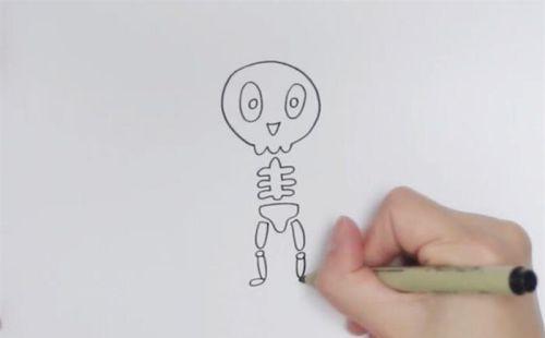 可爱卡通骷髅头简笔画画法图解 简单骨头架子简笔画怎么画