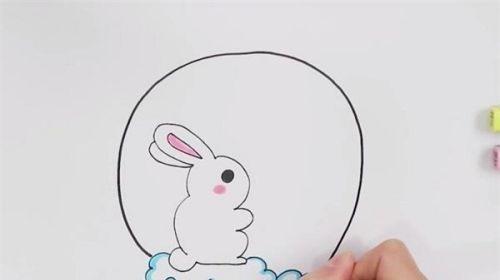 月亮上的玉兔简笔画步骤图解 可爱卡通版玉兔简笔画怎么画