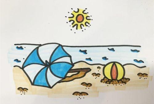 风景沙滩简笔画图片大全 海边彩色沙滩简笔画怎么画
