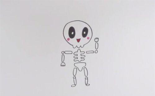 可爱卡通骷髅头简笔画画法图解 简单骨头架子简笔画怎么画