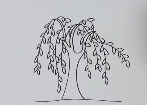 带颜色柳树简笔画图片大全 卡通柳树简笔画怎么画