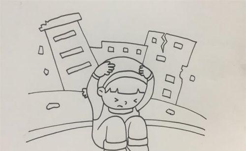 彩色预防地震简笔画图片大全 幼儿园地震简笔画怎么画