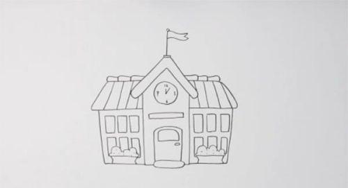 彩色学校简笔画怎么画 简单漂亮学校简笔画大全