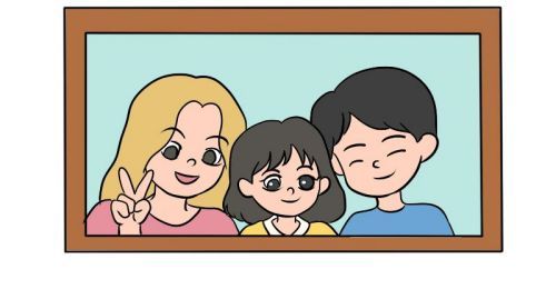 三口之家全家福简笔画怎么画 女儿全家福简笔画教学