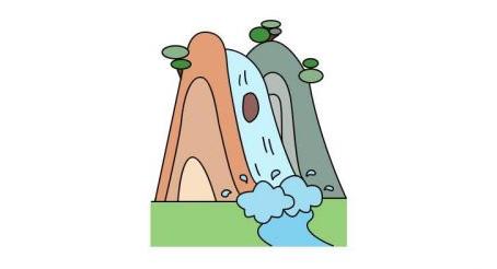 高山流水简笔画儿童画怎么画 带颜色高山流水简笔画教程