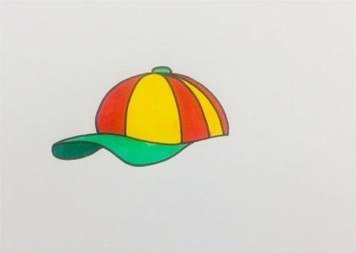 侧面鸭舌帽简笔画步骤画法 彩色鸭舌帽简笔画图片大全