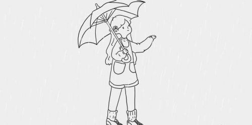 打伞的小女孩简笔画图片大全 彩色打伞的小女孩简笔画怎么画