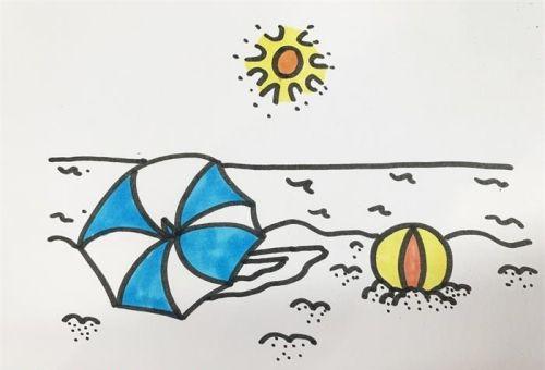 风景沙滩简笔画图片大全 海边彩色沙滩简笔画怎么画