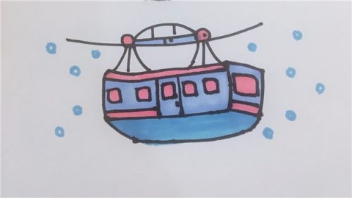 空中缆车简笔画怎么画 彩色缆车简笔画步骤教学