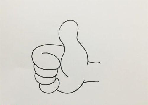 卡通简单手部简笔画怎么画 可爱彩色竖起大拇指简笔画教程图解