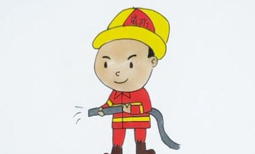 消防员简笔画儿童画教程步骤 彩色消防员简笔画图片大全