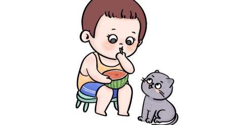 小朋友吃西瓜简笔画彩色教学 可爱儿童小猫简笔画怎么画