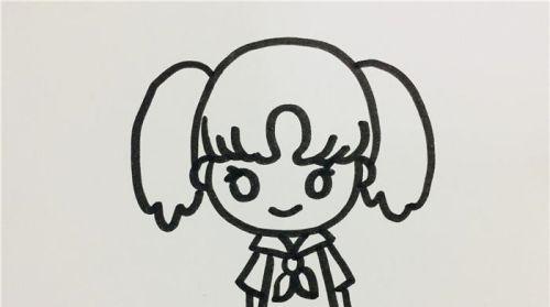 可爱小学生穿校服简笔画步骤图解 漂亮可爱小女孩简笔画怎么画