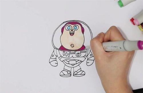涂色简单太空飞行员简笔画步骤图解 彩色太空飞行员简笔画怎么画